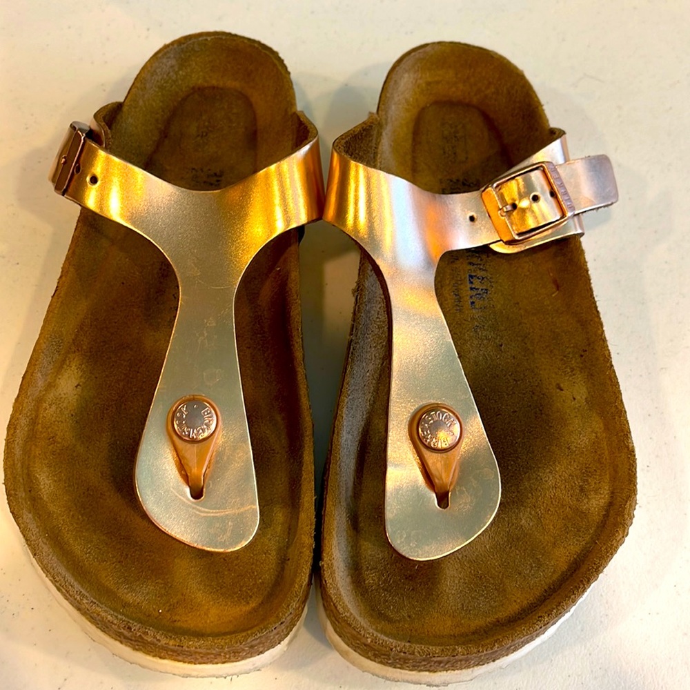 Birkenstock rose gold gizeh thong sandal 37
